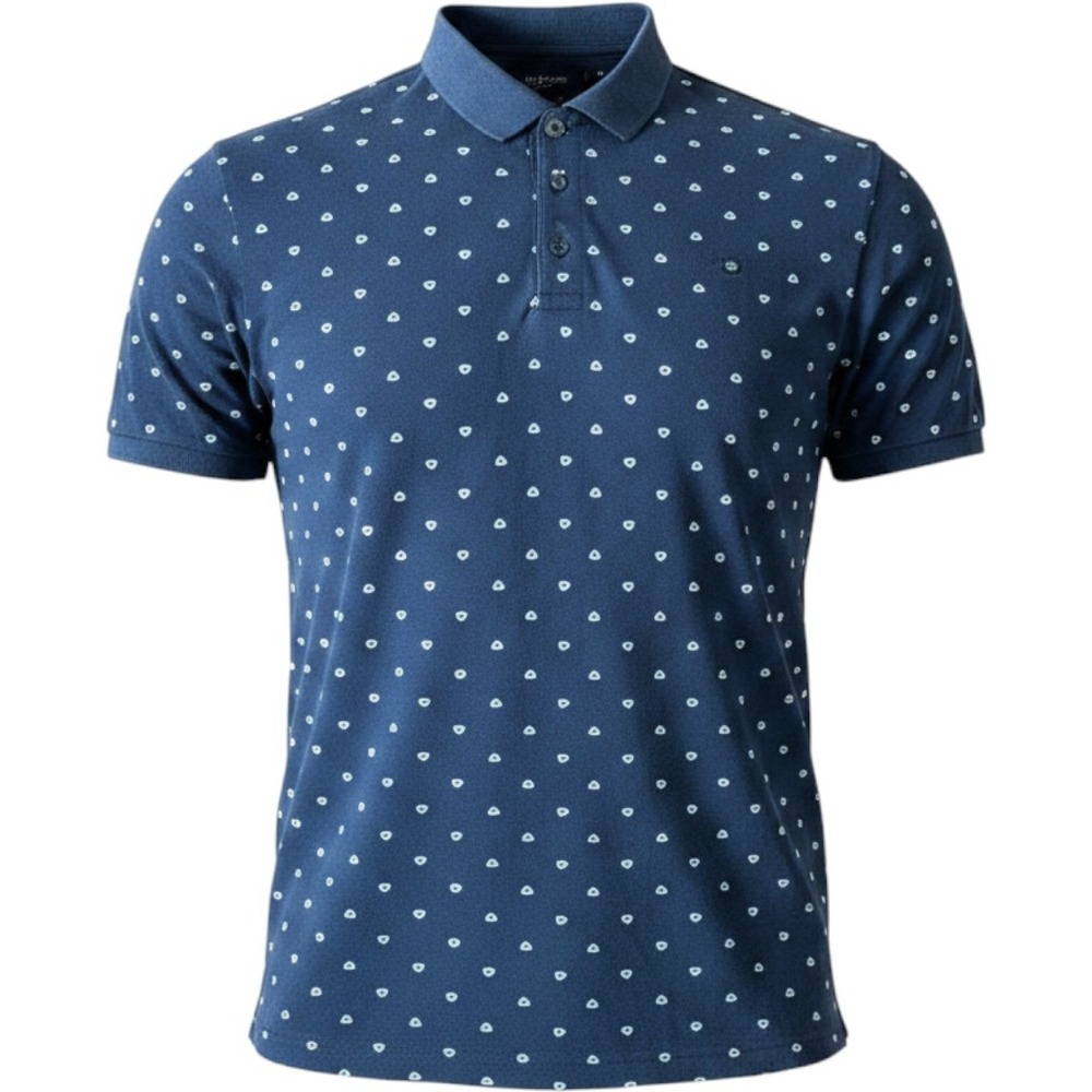 Scotch & Soda Mens M Navy Blue Triangle Print Pique Polo Shirt Cotton Natural